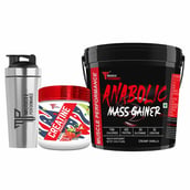 1 - Muscle Performance Anabolic Mass Gainer with Creatine Monohydrate 0.66 lbs & Steel Shaker Combo, 11 lb Rabri Kulfi