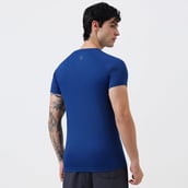 3 - MuscleBlaze Patterned Dry-Fit Active Tee Half Sleeve,  X-Large  Poseidon 