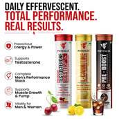 6 - Potencia Alpha Power & Vitality Kit, 3 Piece(s)/Pack Testosterone Booster(Cherry Lemonade),L-Carnitine(Masala Lemonade),Pre-Boost(Cola)