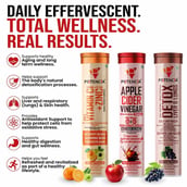 6 - Potencia Longevity Trio Kit, 45 tablets Vitamin C(Orange)+Apple Cider Vinegar(Apple Burst)+Detox Liver & Lungs(Wild Grape)