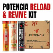 10-(3 - Potencia Reload & Revive Kit, 45 tablet(s) Electrolyte(Toffee Mango)+ Vitamin C & Zinc(Orange)+ Calcium & Magnesium(Strawberry Rose)