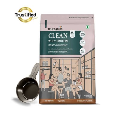 TrueBasics Clean Whey Protein (Isolate + Concentrate)- 2.2 lb Chocolate