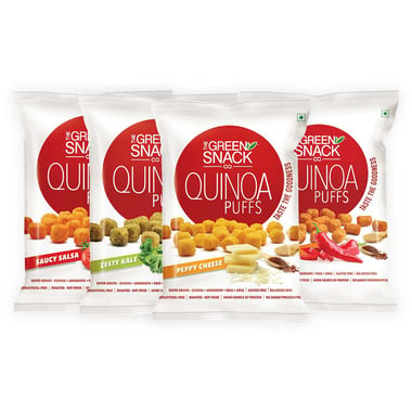 The Green Snack Co. Quinoa Puffs - Pack of 4, Variety Combo 50 g