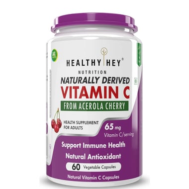 HealthyHey Nutrition Natural Vitamin C from Acerola Cherry,  60 capsules  Unflavoured 