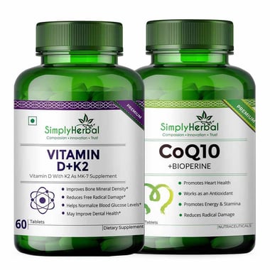 Simply Herbal Vitamin D+K2 & CoQ10 Combo, 60 tablet(s) Unflavoured