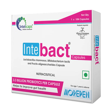 Dr. Morepen Intebact 3.3 BN Probiotics, 10 capsules Unflavoured