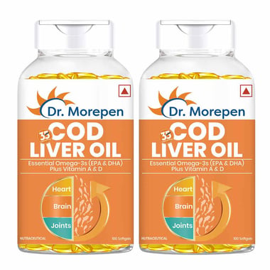 Dr. Morepen Cod Liver Oil (Pack of 2), 100 softgels