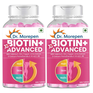 Dr. Morepen Biotin+ Advanced,  60 tablet(s)  Unflavoured (Pack of 2) 