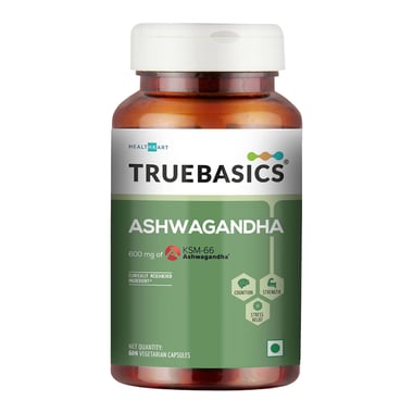 TrueBasics Ashwagandha with 600 mg of KSM-66, 60 capsules