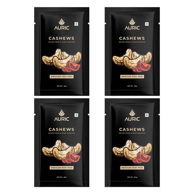 Auric Oven Roasted Cashews, Mexican Peri Peri (Pack of 4) 50 g