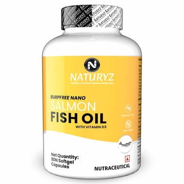Naturyz Burpfree Nano Salmon Fish Oil with Vitamin D3, 90 softgels