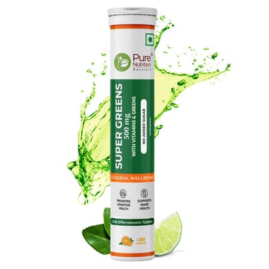 Pure Nutrition Super Greens 500mg Effervescent, 20 tablets Lime