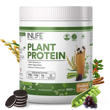 INLIFE Vegan Plant Protein,  1.1 lb  Cookies & Cream 