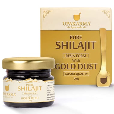 Upakarma Ayurveda Pure Shilajit Resin Form with Gold Dust,  20 g 