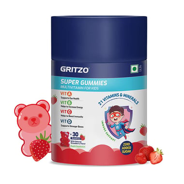 Gritzo Super Gummies Multivitamin for Kids,  30 gummies  Strawberry  2-6 Yrs 