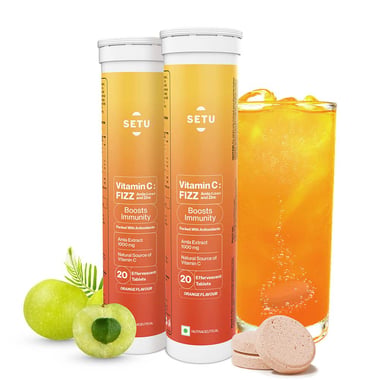 Setu Vitamin C Fizz Amla Extract, 20 tablet(s) Orange (Pack of 2)