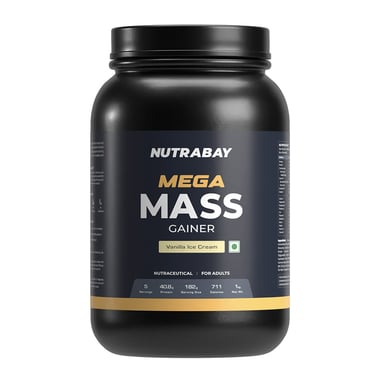 Nutrabay Gold Mega Mass Gainer,  2.2 lb  Vanilla Ice Cream 