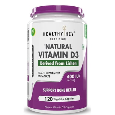 HealthyHey Nutrition Natural Vitamin Vegan D3 400IU, 120 capsules Unflavoured