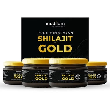 Muditam Pure Himalayan Shilajit with Gold (Pack of 4),  20 g 