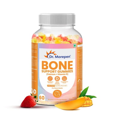 Dr. Morepen Bone Support with Calcium & Vitamin D,  60 gummies  Strawberry & Mango 