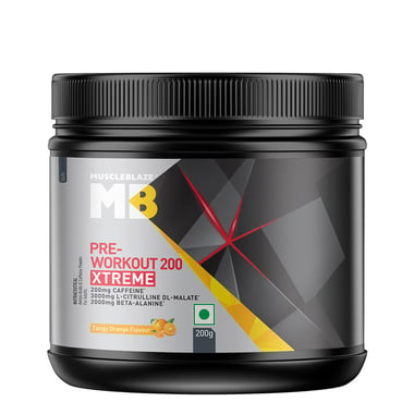 MuscleBlaze PRE Workout 200 Xtreme, 0.44 lb Tangy Orange