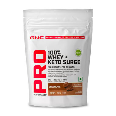 GNC Pro Performance 100% Whey + Keto Surge, 1 lb Chocolate