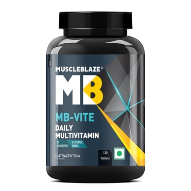 MuscleBlaze MB-VITE Daily Multivitamin, for Enhanced Energy, Stamina & Gut Health, 120 tablet(s) Unflavoured