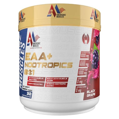 Americanz Muscles EAA + Nootropics 8:1:1, Black Grape 0.66 lb 30 Servings