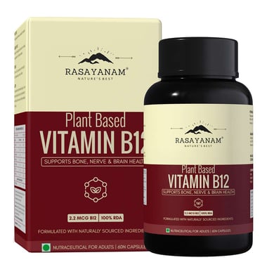 Rasayanam Plant Based Vitamin B12, 60 capsules Unflavoured