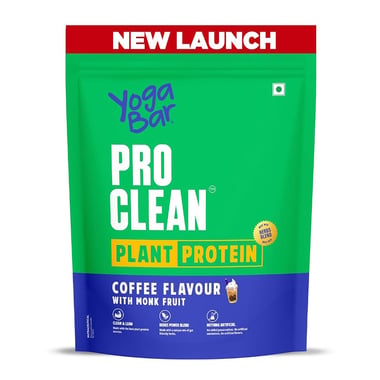 Yogabar Pro Clean Plant Protein,  1.1 lb  Coffee with Monk Fruit 