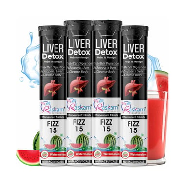 Raskam Liver Detox Effervescent flavour Watermelon (Pack of 4), 15 tablet(s)