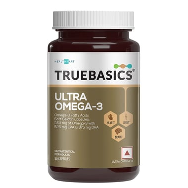 TrueBasics Ultra Omega-3 Fatty Acids (EPA 525mg & DHA 375mg), 30 capsules
