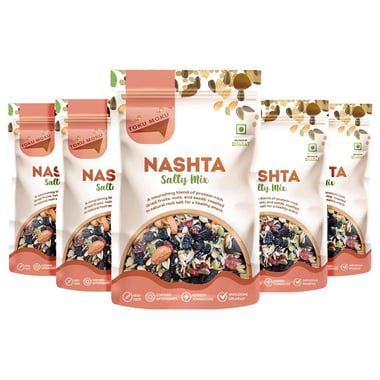 TOKU MOKU Super Breakfast Muesli Healthy Mixed Nuts with Dry Fruits, Salty Mix (Pack of 5) 84 g