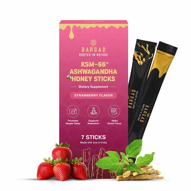 Bargad KSM-66 Ashwagandha Honey Sticks Strawberry,  7 Stick(s) 
