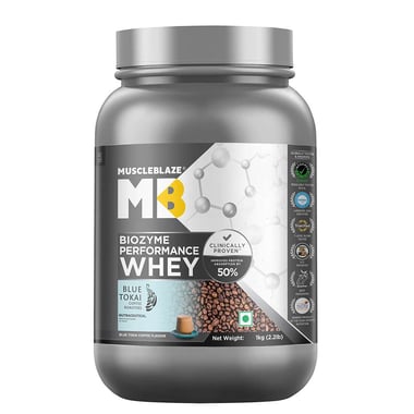 MuscleBlaze Biozyme Performance Whey, 2.2 lb Blue Tokai Coffee