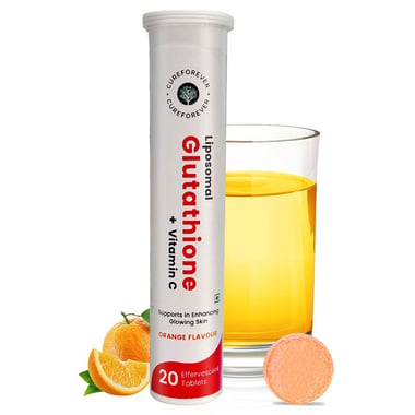 CUREFOREVER Liposomal Glutathione + Vitamin C Effervescent, Orange 20 tablet(s)