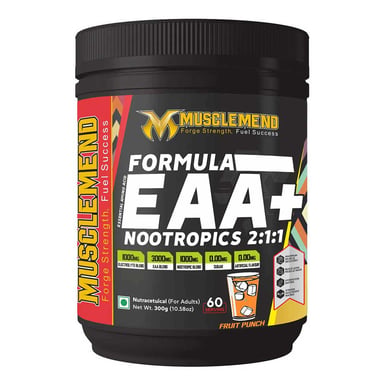 Musclemend Formula EAA + Nootropics 2:1:1,  Fruit Punch  0.66 lb  60 Servings 