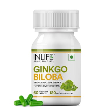 INLIFE Ginkgo Biloba Extract 120 mg, 60 veggie capsule(s)