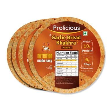 Prolicious Khakhra, Garlic Bread (Pack of 4) 170 g