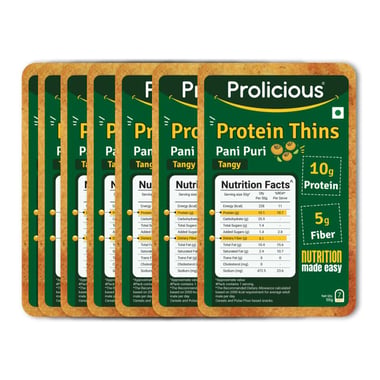 Prolicious Protein Thins Snack Chips,  Pani Puri (Pack of 7)  50 g 
