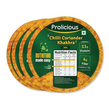 Prolicious Khakhra, Chilli Coriander (Pack of 4) 170 g