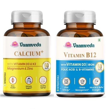 Vaamveda Calcium+ & Vitamin B12 Combo, 60 tablet(s) Unflavoured