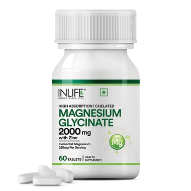 INLIFE Magnesium Glycinate with Zinc Picolinate 2000mg, Unflavoured 60 tablet(s)