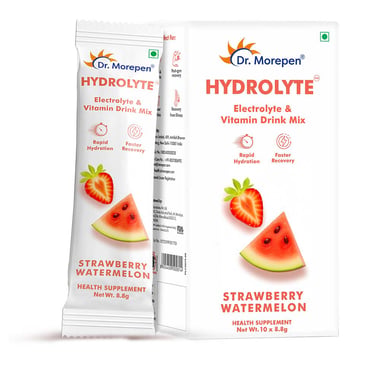 Dr. Morepen Hydrolyte Electrolyte & Vitamin Drink Mix, 10 sachets/pack Strawberry Watermelon