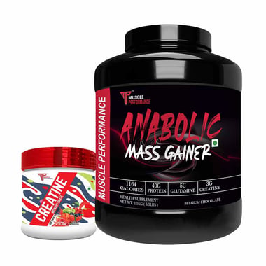 Muscle Performance Anabolic Mass Gainer with Creatine Monohydrate 0.66 lbs Combo, 5.5 lb Belgium Chocolate