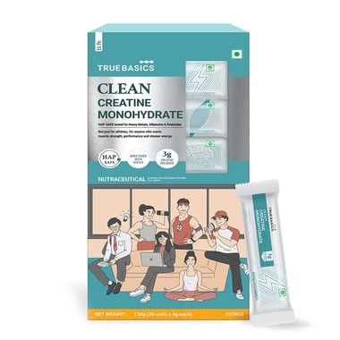 TrueBasics Clean Creatine Monohydrate,  Citrus  30 sachets/pack 