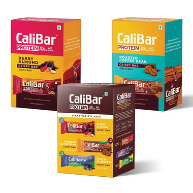 Calibar Protein Bar 10g Protein, 18 bar(s) Berry Almond & Roasted Coffee Bean (Pack of 6 Each)+ 6-Bar Variety Pack (Assorted)