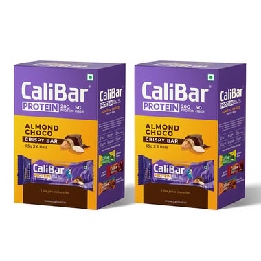 Calibar Protein Bar 20g Protein, 6 bar(s) Almond Choco (Pack of 2)