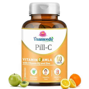 Vaamveda Vegetarian Vitamin C, 60 tablet(s) Immunity Booster Supplements with Zinc D3 for Skin Hair
