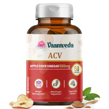 Vaamveda Apple Cider Vinegar (ACV) 500mg, 60 capsules Unflavoured